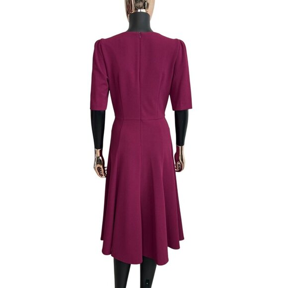 Donna Morgan Burgundy Midi Dress 10 | Holiday Party Cocktail Wedding Guest - Picture 3 of 11